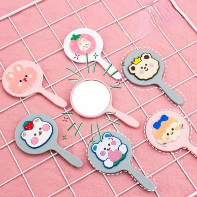 1PC Cartoon Makeup Mirror Mini Portable Hand-held Mirror Single-sided Handle Mirror Soft Cute Girl Cute Small Mirror