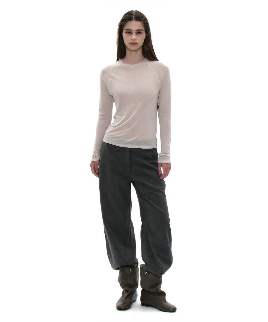 PARTIMENTO WOMEN Pwc Sheer Raglan Long Sleeve Tee_Ecru