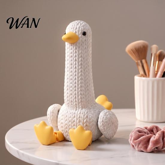Hair Rope Storage Holder 3D Printed Articulated Goose Ties Rack, Cute Knitted Texture Desktop Organizer for Dressing Table Accessories and Headbands,