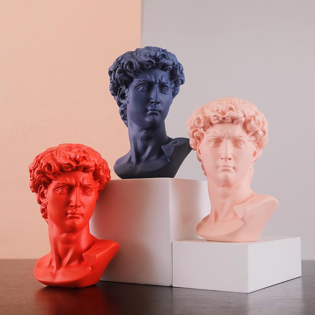 Dropship David Statue Bust Head Sculpture Cheap Red Blue White Resin the David Bust