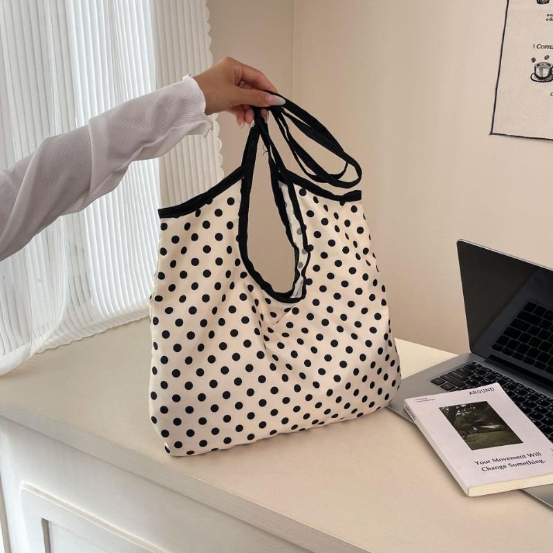 Polka dot canvas autumn new simple and versatile fashion big bag lazy literary shoulder handbag
