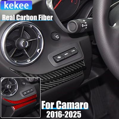 Real Carbon Fiber Car Accessories Dashboard Strips Decorative Trim Cover Soft Sticker For Chevrolet Camaro 6th Gen 2016-2025