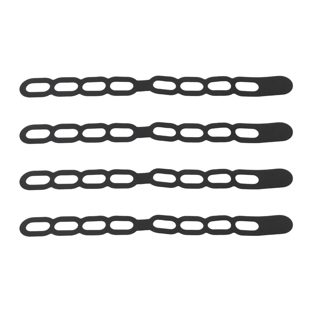 4 Pieces Silicone Latch Strap Ties for Lunch Box Bundling and For Slow Cooker Lid Organization Black Blue Gray