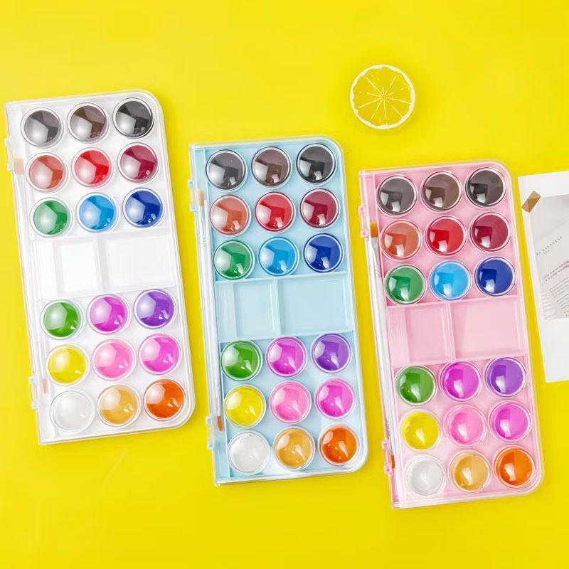 Professional 18-Color Watercolor & Gouache Paint Set for Artists & Students