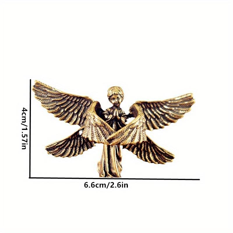 Copper Six Winged Angel God Love Cupid Statue Small Ornaments Brass Angel Figurines Desktop Decorations Home Decors Accessories