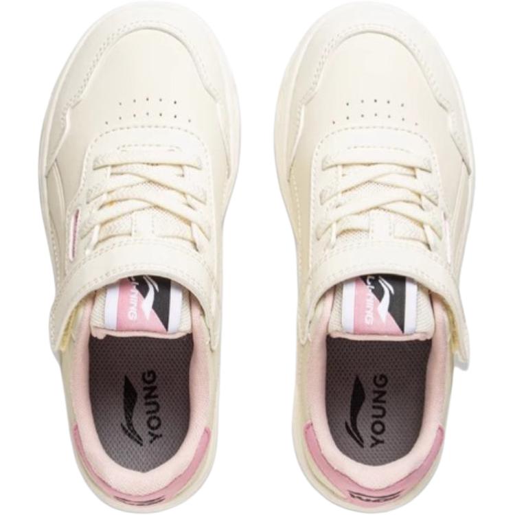 Li Ning Kids Sports Lifestyle Synthetic Leather Comfortable Versatile Shock Absorption Low Top Kids Sneakers Kids Sneakers Off-White YKNV073-2