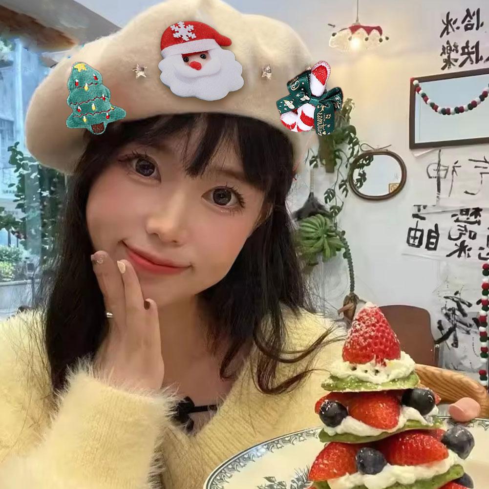 Christmas Wool Beret Hat Green Red French Beret Cap Winter Warm Beanie Cap Christmas Tree Headwear for Women Girls Party Costume