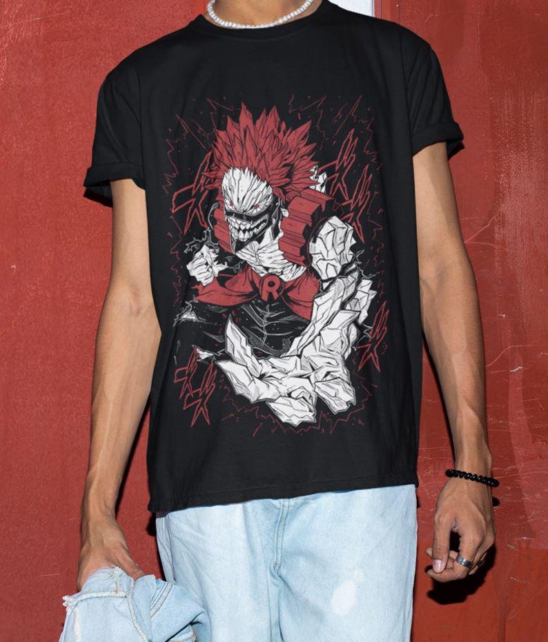 

High Street Harajuku Top Hot Blood Anime Retro Printed Cotton Short Sleeve Street Casual Loose T-shirt Unisex 4XL