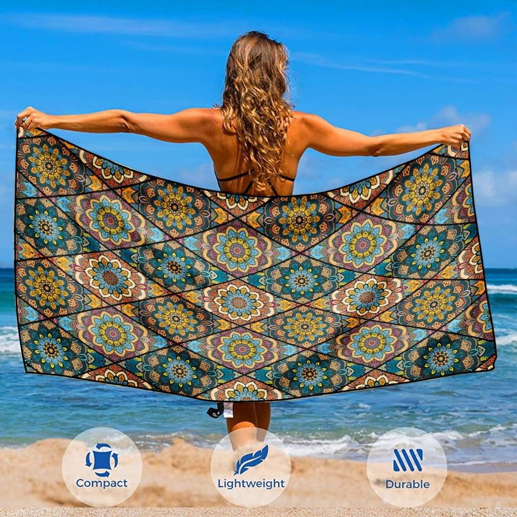 Serviette de plage en microfibre pour adulte, serviette légère extra large à séchage rapide pour la natation, les sports, la plage, la salle de sport