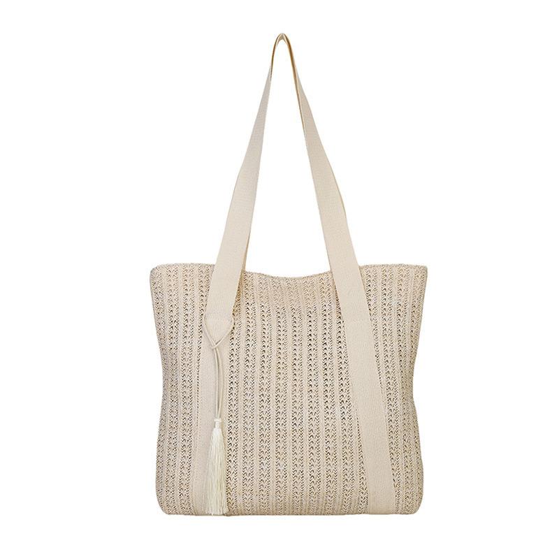 Modische Strohtasche Frühling neuer Trend gewebte Tragetasche große Kapazität Freizeit Pendler Damen Achseltasche