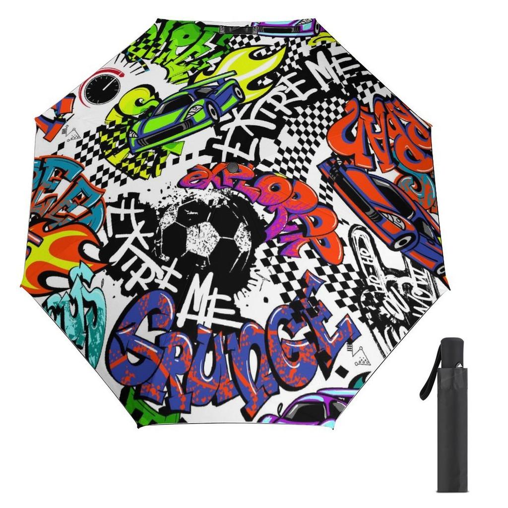 1 Pack Automatic Umbrella With Efficient Auto Open Mechanism And Wind Resistance For Outdoor Use In Graffiti Look