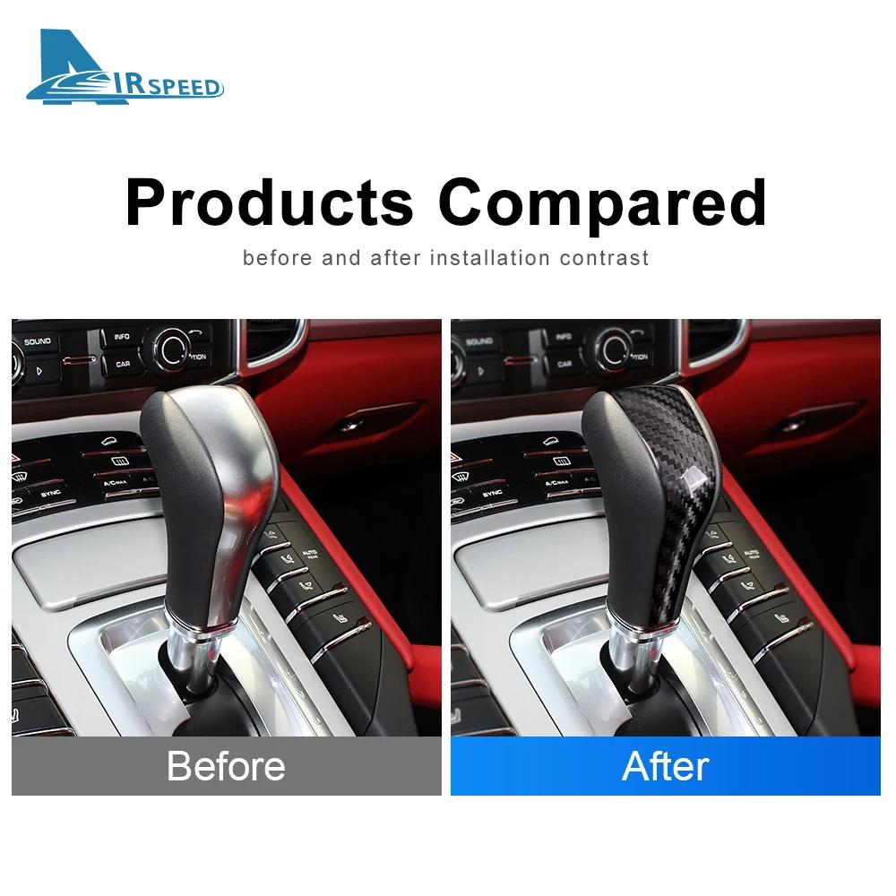 Real Hard Carbon Fiber Cover for Porsche Cayenne 2011 2012 2013 2014 2015 2016 2017 Car Gear Shift Knob Interior Accessories