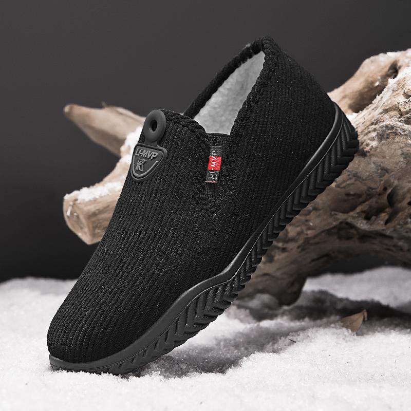 

Winter Flat Cotton Shoes Men s Anti-Slip Casual Walking Shoes Comfort Warmed Driving Shoe Man Lightweight Slip-on Work Shoe Men 39