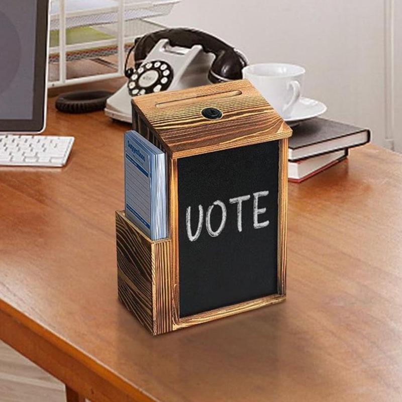 Wooden Mailbox Featuring Detachable Chalk Panel And Security Mechanism For Donations Feedback Office School Church