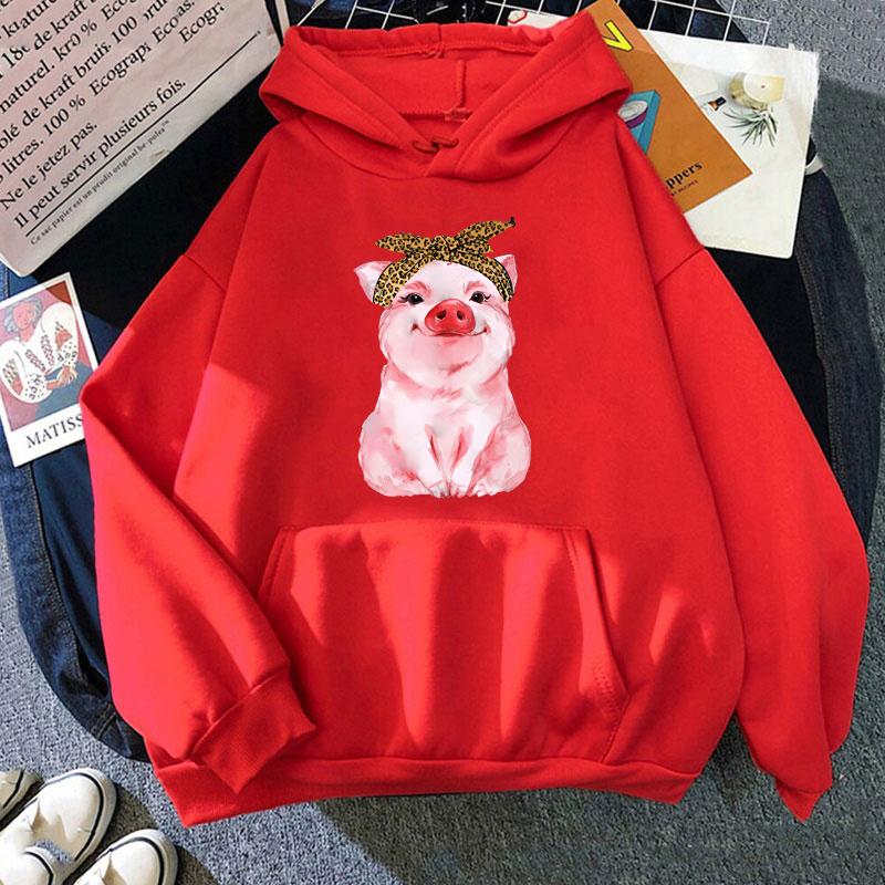 Mode Unisex Hoodies Schwein Gedruckt Kapuze Sitzshirts Streetwear Casual Pullover Tops (Versand in 48 Stunden)