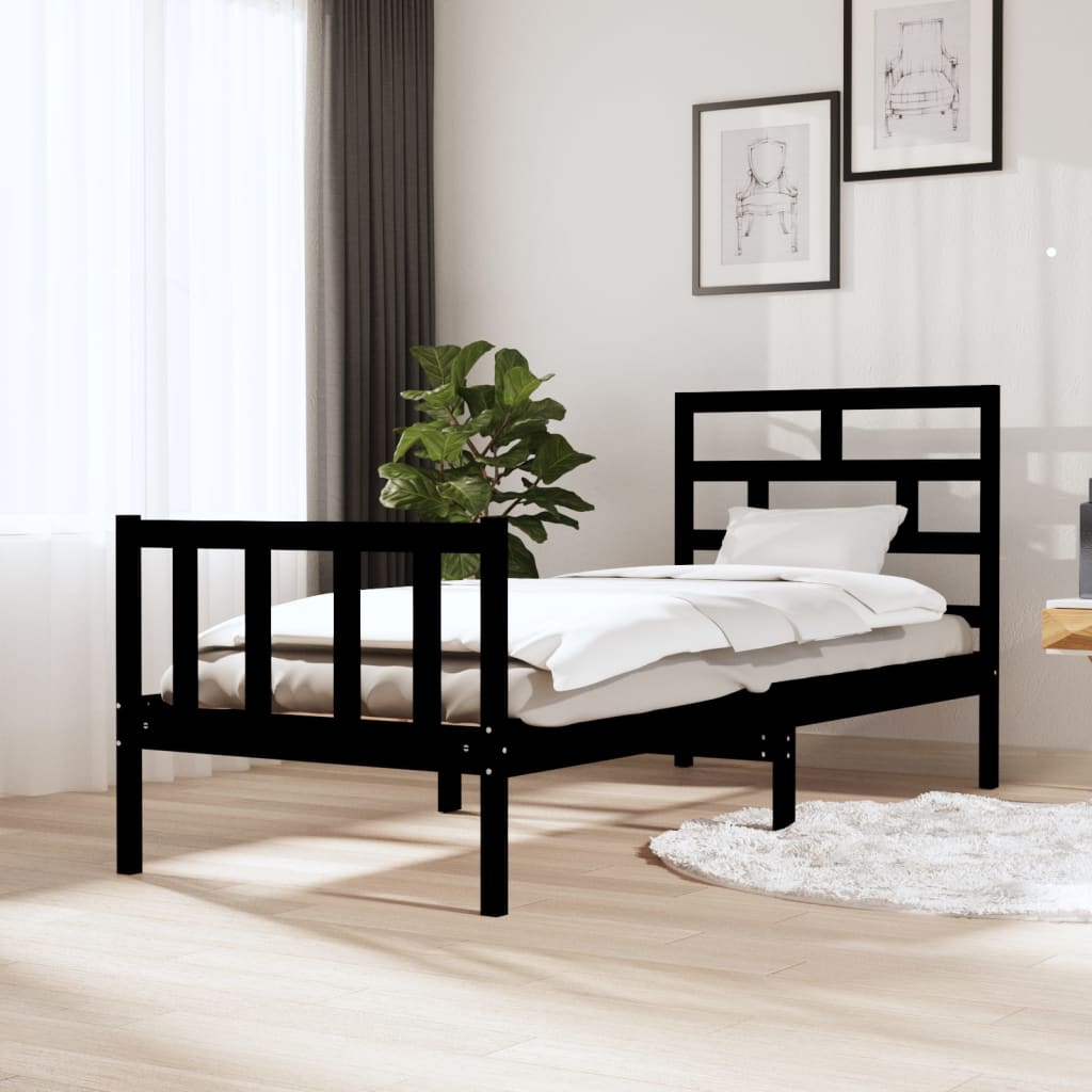 Solid Wood Bed Black Pine 75 x 190 cm