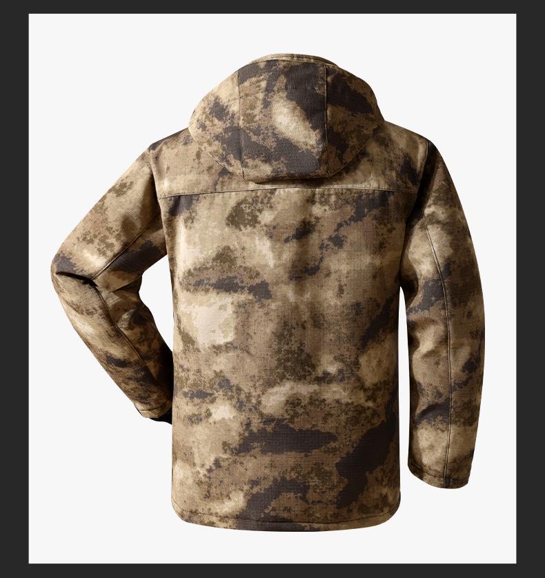 Men's Winter Thickened Velvet Camouflage Jacket - Warm, Wear-Resistant, Cold-Protective Labor Coat for Northeast Conditions.