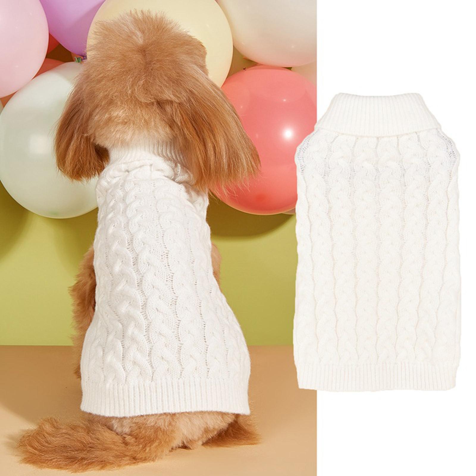 

Two-foot Casual Elastic Solid Color Multi- Full Cable Knit Comfortable Teddy Bichon Dog Sweater XS білий