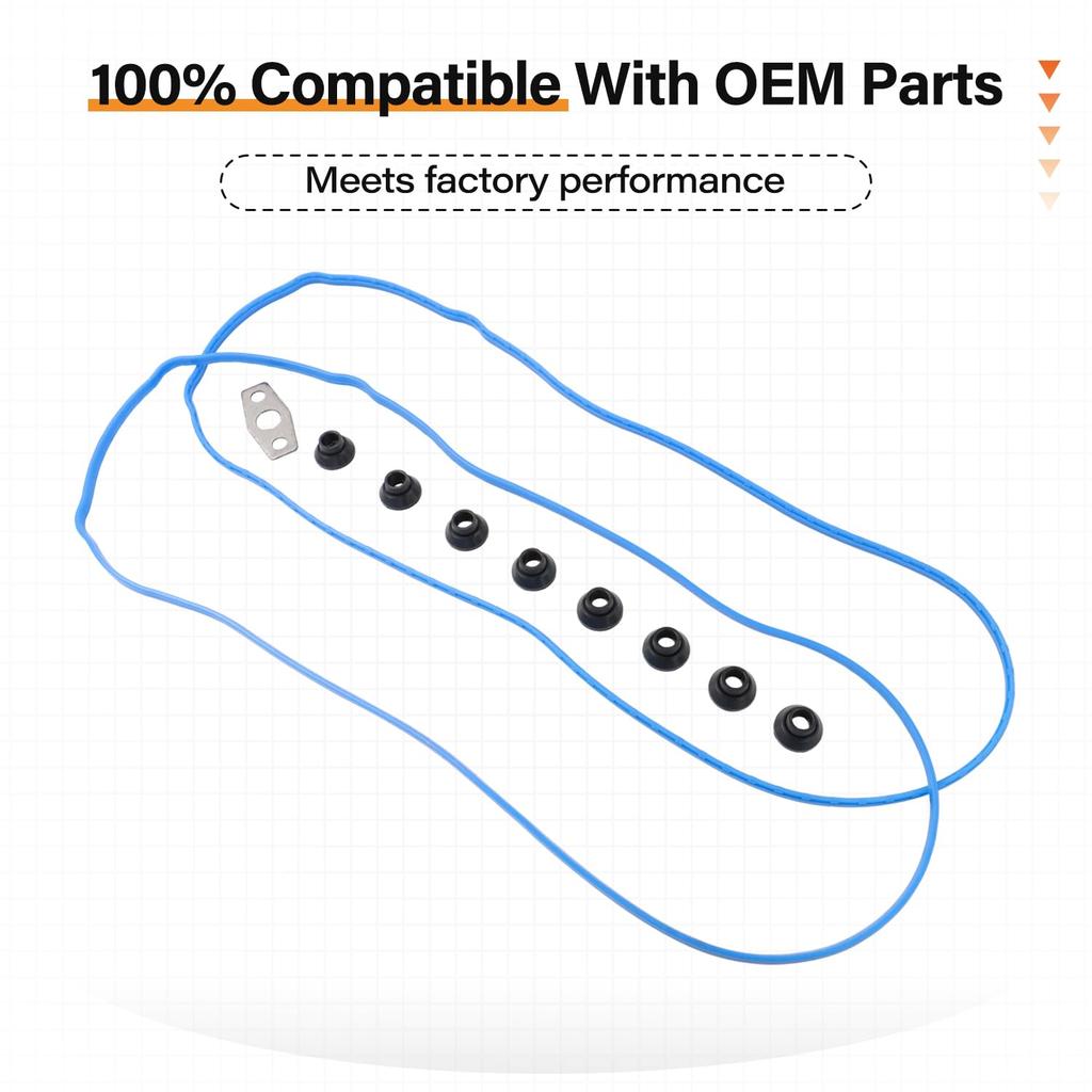 VS50504R1 Valve Cover Gasket Set | Compatible with 4.8L 5.3L 5.7L 6.0L 6.2L GM, Chevrolet Silverado, Suburban, Tahoe, Avalanche, Colorado
