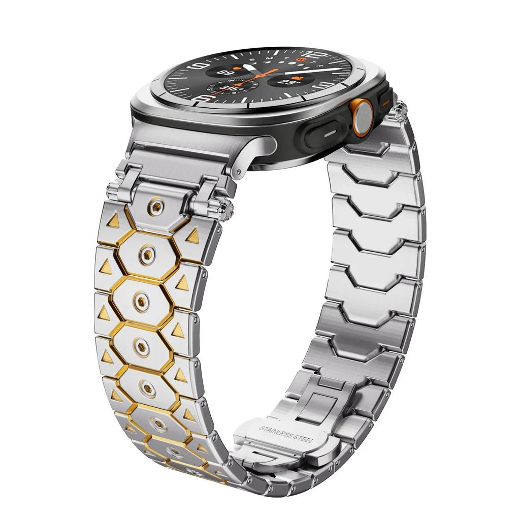 Luxury Men Stainless Steel Band For Samsung Galaxy Ultra Watch 47mm Butterfly Clasp Strap for GALAXY 47 ultra 7 No Gaps Bracelet