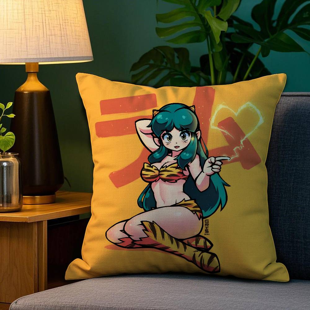 Anime Game U-Urusei Yatsura Pillow Case Plush Fabric Soft Double Sided Print Sofa Cushion Cover Throw Pillow Covers