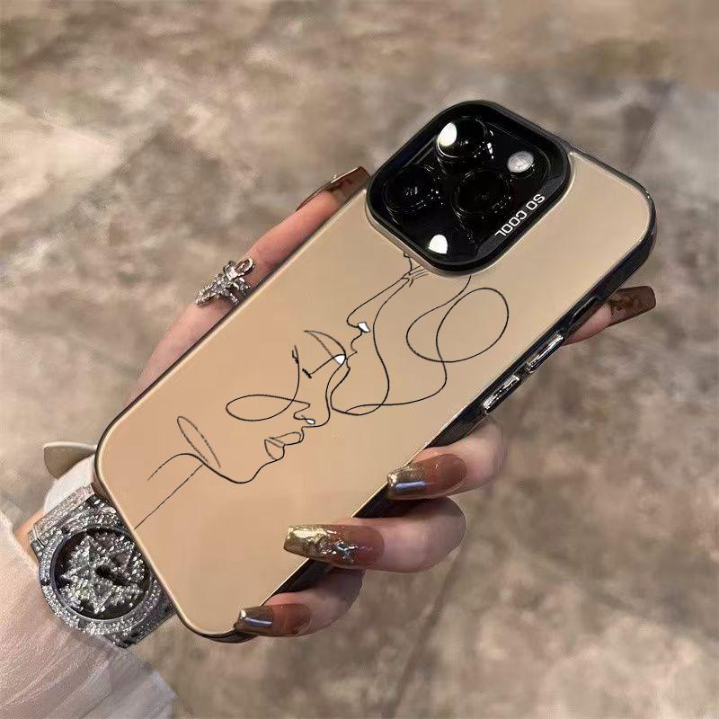 Line Sketch Couple Phone Case For iPhone 17 Cases iPhone 16 15 14 Pro Max 13 12 11 XS X XR 7 8 Plus 16E 17 Air Hard Back Cover
