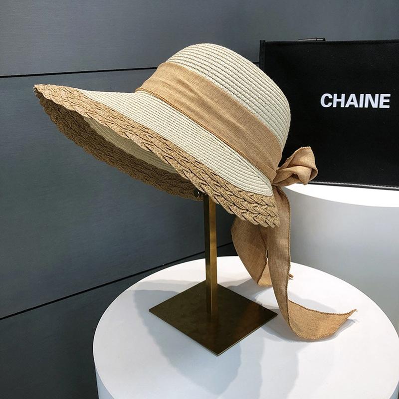 New Streamer Summer Sunscreen Straw Hat Big Eaves Travel Cover Sun Hat Casual Sun Hat