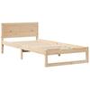 Natural Wooden Bed Frame with Headboard 90 X 190 Cm Solid Pine Wood