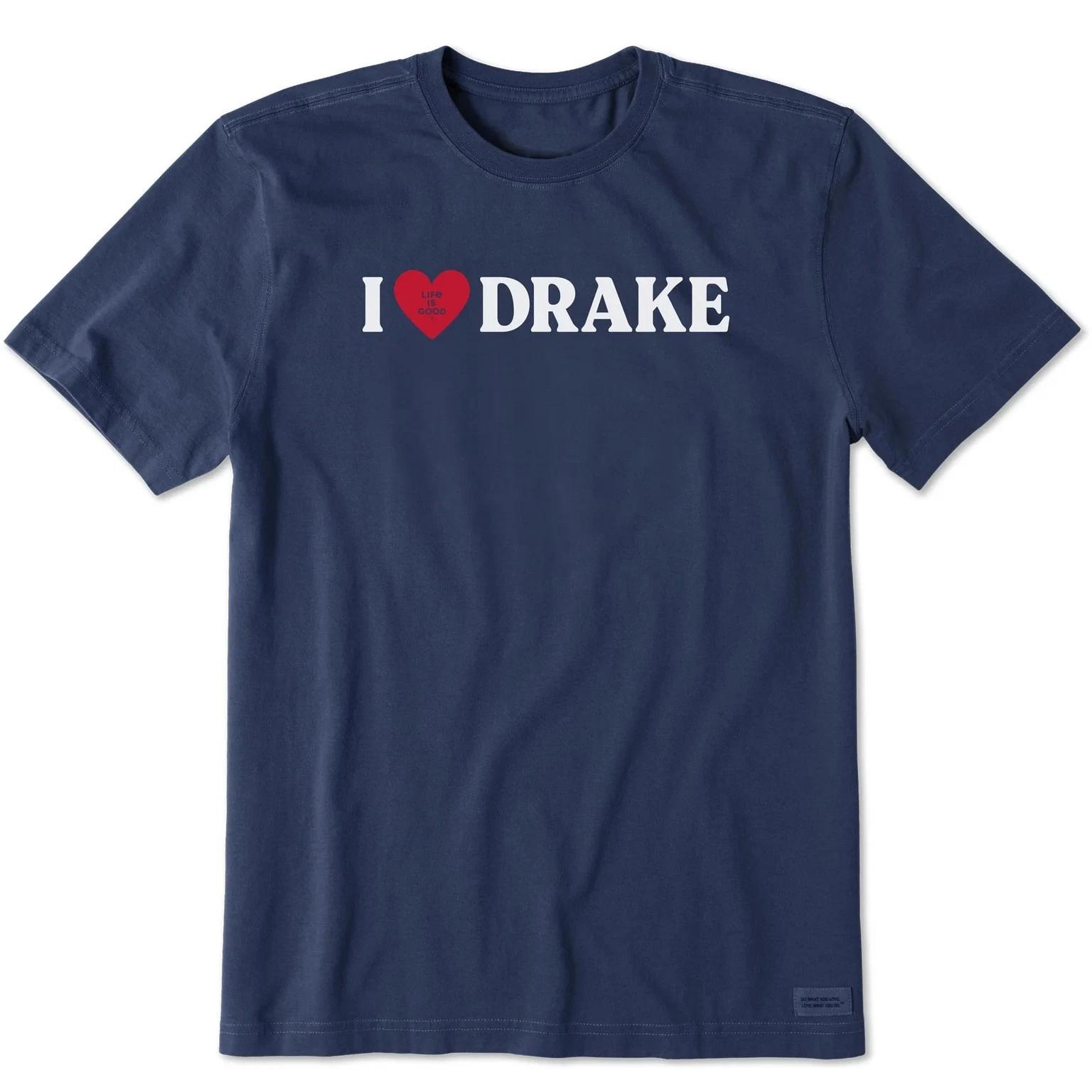 

Life is Good Men s I Love Drake Short Sleeve Crusher Tee, Darkest Blue M