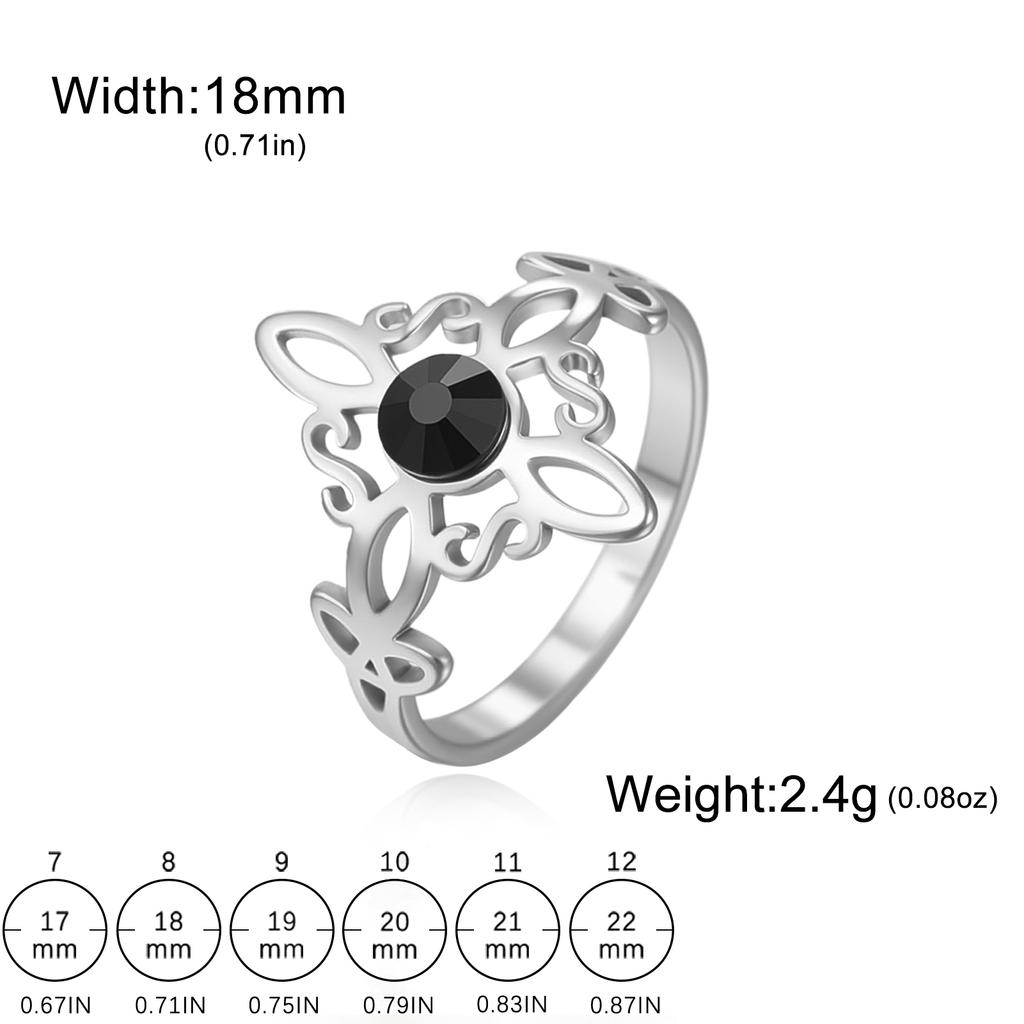 Dreamtimes Witches Knot with Black Ziron Ring Celtic Trinity Knot Stainless Steel Jewelry Gifts for Women