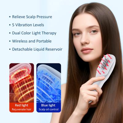Electric Scalp Massage Comb Red Blue LED Light Therapy EMS Vibration Massage Brush Anti-Hair Loss Medicine Scalp Oil Applicator