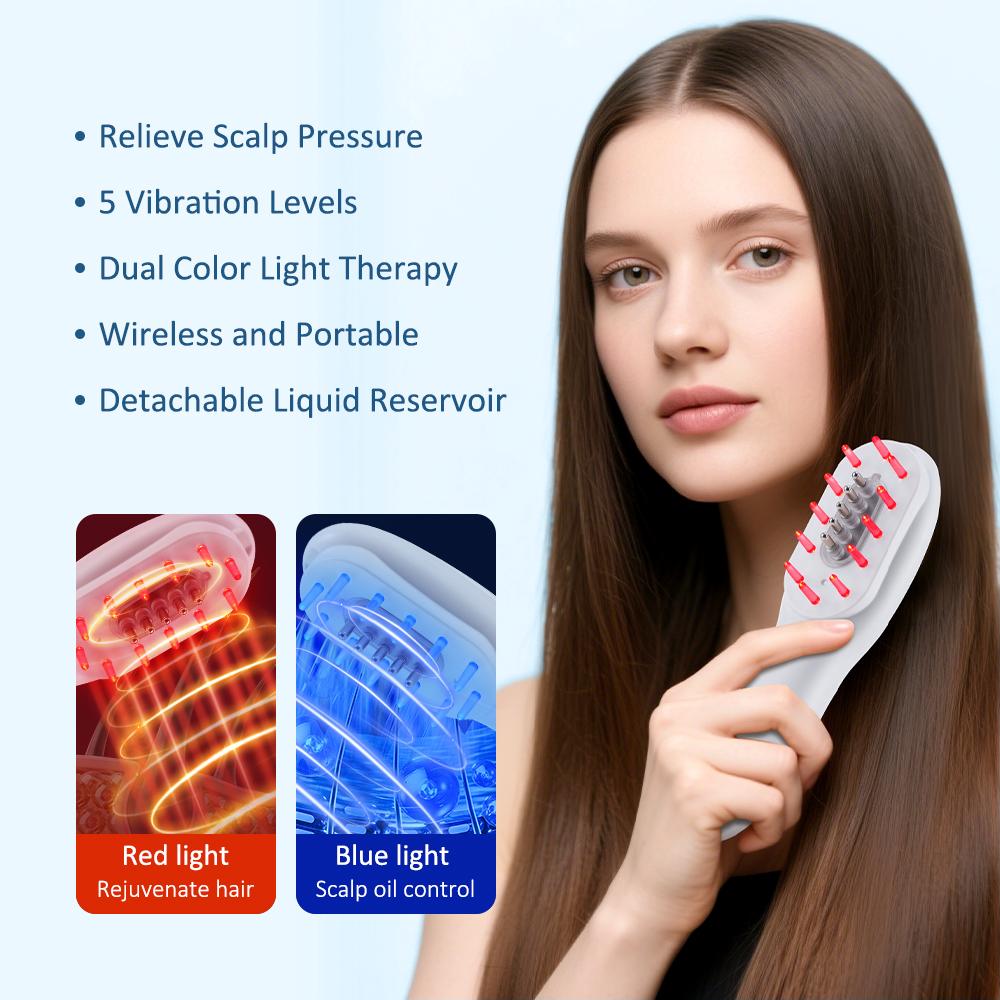 Electric Head Massager Device Red Light Therapy Vibration Hair Scalp Massage Comb Electric Scalp Oil Applicator Anti-Hair Loss
