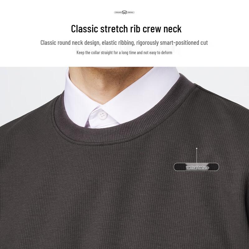 Shanshan Men's 7A Antibacterial Ribbed Round Neck Pullover Sweatshirt