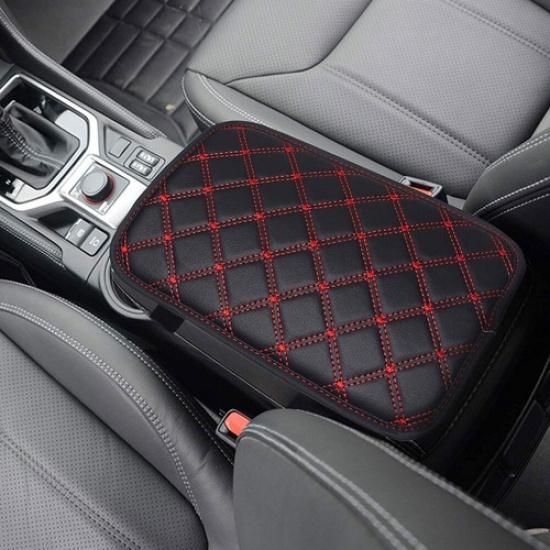Car Armrest Cover Pad Center Console Box PU Leather Cushion Mat Accessories Red