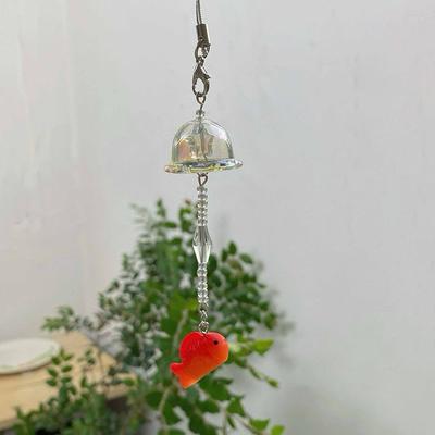 Goldfish Wind Chime Hanging Pendant Marine Organisms Key Chain Handmade Beaded Girl Heart Phone Chain Decorative Ornament