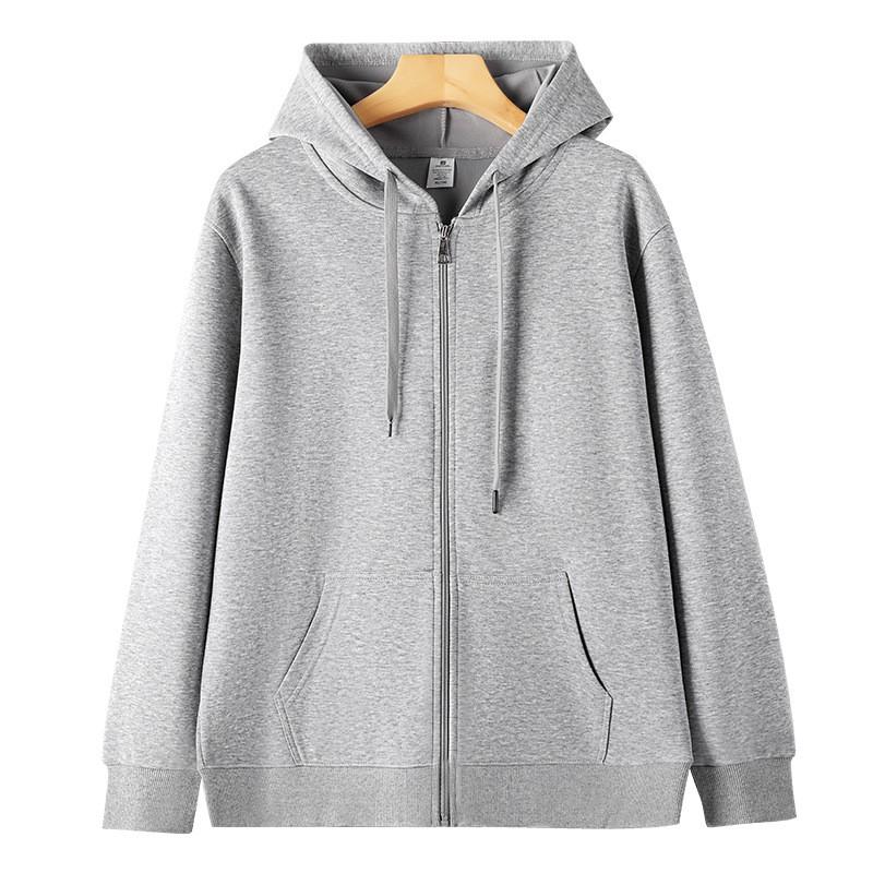 Womens 320g Cotton Blend Hooded Zip-Up Sweatshirt Loose Fit Casual Pullover
