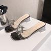 Slope heel sandals summer new large size cool slippers women's rhinestone transparent fashion slope heel cool slippers