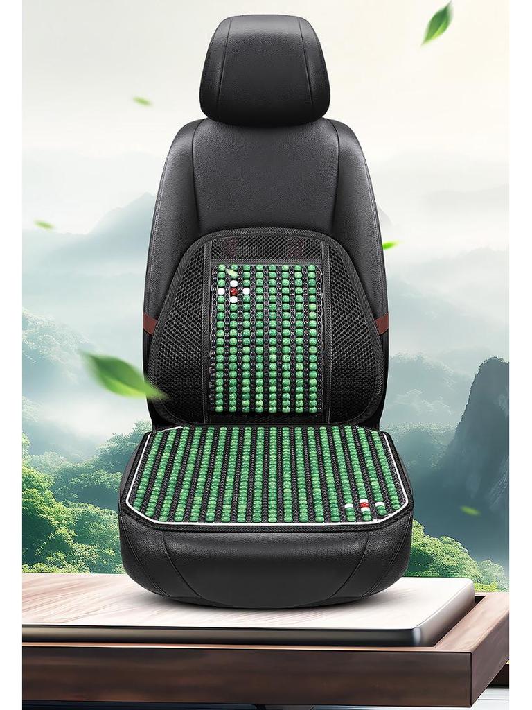 Universal Wood Bead Lumbar Support Car Seat Cushion Set - Cooling, Breathable, All-Season
