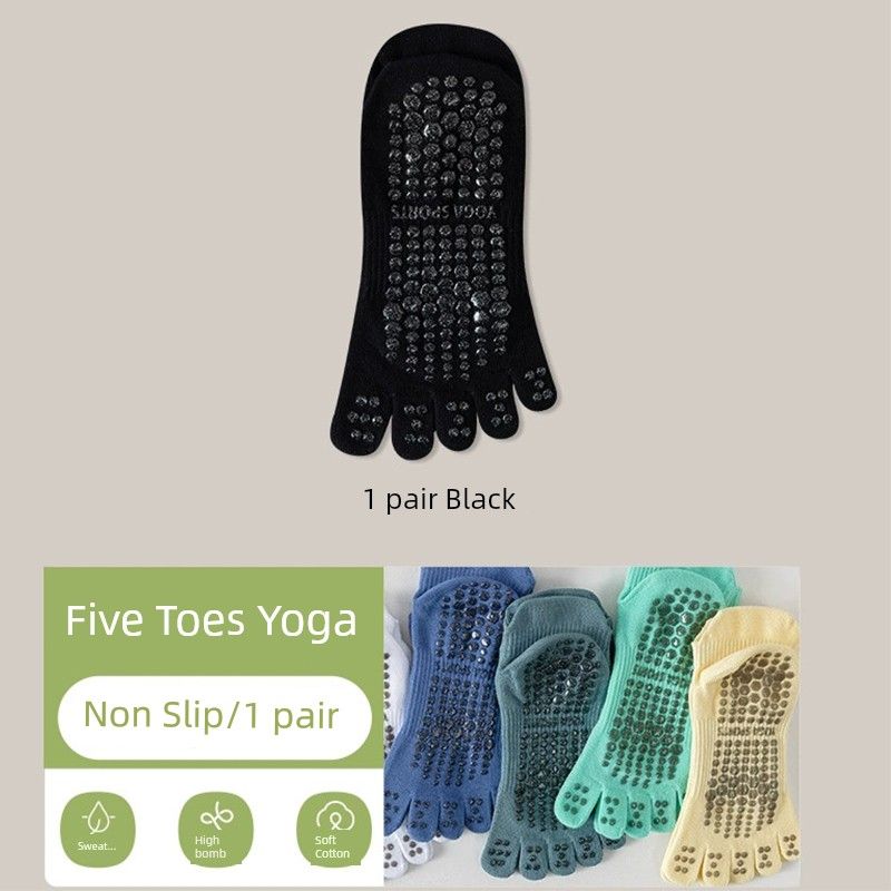 

Носки для йоги Нескользящие Профессиональные Женские Носки с пальцами Носки для фитнес-зала Взрослые Танцевальные Нескользящие Носки Носки для пилатеса Black