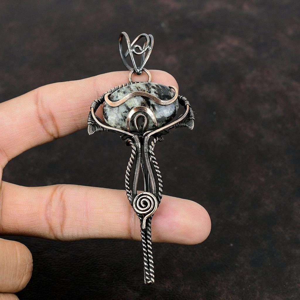 Astrophyllit Anhänger Kupferdraht umwickelter Anhänger Echter Edelstein Schmuck Handgefertigter Anhänger Sehr Hübscher Kupferschmuck Geschenk für einen besonderen Anlass