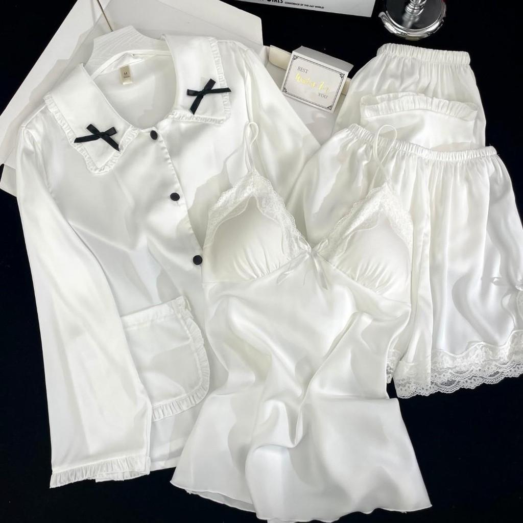 2026 Sternzeichen Neujahr Eis Seide Damen Prinzessin Pyjama Set mit Brustpolstern - Hochwertige Hauskleidung