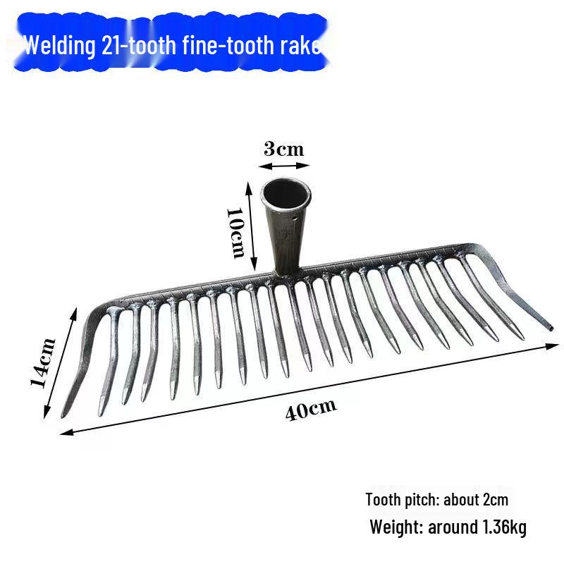 Old-Fashioned Fine-Toothed Stone and Clamming Rake Set for Raking Grass, Leaves, and Leveling Soil