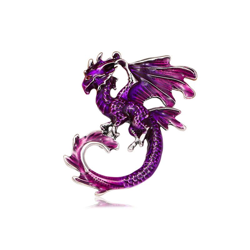 Retro Oil Drip Cartoon Dragon Shape Brooch Men's Personalized Suit Coat Accessories Pin Jewelry
