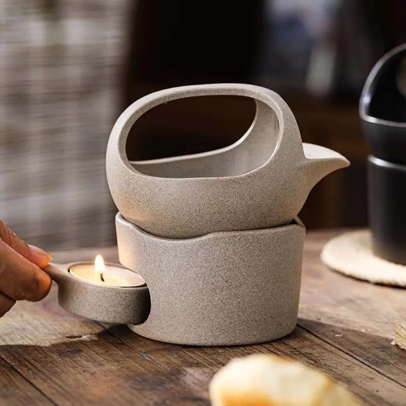 Japanischer Retro-Teewärmer, Keramik-Kerzenwärmer, 3-in-1-Räuchergefäß für ätherische Öle, Kung-Fu-Teeröster