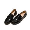 Retro polished brown round head small leather shoes British style one pedal thick heel loafers 2025 new women's single shoes autumn