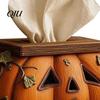 Funktionale Feiertagsdekoration Halloween Kürbis Taschentuchbox, Harz Dekorativer Gesichtsspender, Herbstthemed Home Accents Kreativer Papierhandtuchhalter