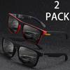 2 Pieces Fashion Vintage Square Sports Sunglasses Men Women Driving Fishing Brand Designer Sun Glasses Retro Man Eyewear UV400