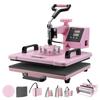 Heat Press Machine 12x15 in 8 in 1 with 30oz Tumbler Press T-Shirts Pink