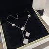 Light Luxury Large Full Diamond Four-leaf Flower Necklace Pendant Long Elegant Super Fairy Jewelry
