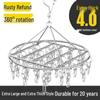 Round Windproof Clothes Drying Rack with Stainless Steel Clips and Hanging Hook